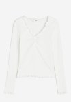 Crinkled Jersey Top - White