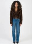 Sissy Boy Needing Me Faux Fur Cropped Brown Jacket - XL Brown