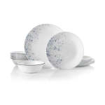 18 Piece Indigo Speckle Dinner Set White