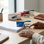 Handheld Metal Plier Stapler Office Desk Accessory - Red