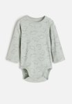 Long-sleeved Bodysuit - Light Dusty Green & Dinosaurs