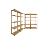 4 Bay Corner L Shape Diy Wooden Shelving Unit With 5 Levels Of Shelves 2.1M High 400MM Depth Shelf
