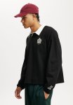 Cotton On Box Fit Rugby Long Sleeve - Black ldn