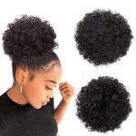 Afro Puff Drawstring Hair Bun Ponytail Short Afro Curly Ponytail Extensions Synthetic Clip In Hair Extensions Elegant Natural Lo