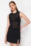 Transparent Knitwear Blouse - Black