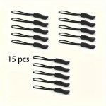 15PCS Black Plastic Zipper Pull Tabs Durable Pvc Zip Pullers For Bags Backpacks Clothes Luggage Travel Cases Universal Replaceme