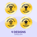 Large Principal Award Labels - 40 Gold Stickers - English