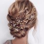 Crystal Bride Wedding Hair Comb Leaf Bridal Headpieces Rhinestones Flower Hair Vines Pearl Bridesmaid Side Combs Elegant Temperament Hair Accessories For Women And Female