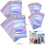 20/50PCS Resealable Smell Proof Bags Holographic Foil Pouch Bag Flat Zip Lock Bag For Food Candy Jewelry Screw