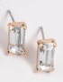 Goldair Gold Diamante Baguette Stud Earrings