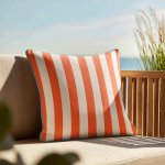 Orange And Cream Stripe Velvet Cushion
