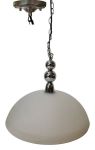 Litex Lamps Alabaster Glass Pendant With Chrome Chain & Balls