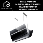 Falco Premium Black Glass & Stainless Island Extractor - 90CM FAL-AR-90-826