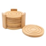 Bamboo 6-PIECE Set Round Coasters With Holder 30254