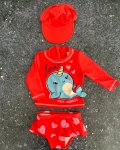 Woolworths Red Whale Swimming Top Bottoms And Hat 1 3M