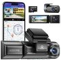 M550 Pro 5G Wifi 3 Channel Dash Cam Built-in Gps 4K+1080P Dual Dash Camera For Cars With 64GB Card 1440P+1080P+1080P Front And Rear