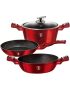 Burgundy Metallic Line Marble Coating Cookware 4-PIECE Set