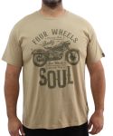 Mens Printed Four Wheels Tee - 10XL Khaki