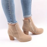 Women's Solid Color Trendy Boots Side Zipper Comfy Chunky Heel Ankle Boots Versatile Round Toe Boots