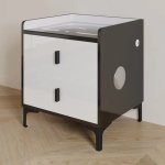 Nightstand With Bluetooth Speaker LED Light And Wireless Charger