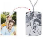N794 - 925 Sterling Silver Personalized Photo Picture Dog Tag Necklace