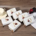 Floral Letter Pattern Credit Card Holder Small Business Card Case For Women Or Men Accordion Wallet With Zipper