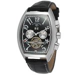 Forsining Men's Automatic Self-winding Rectangle Watch Calendar Genuine Leather Strap Tourbillon Watch