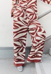 Wide Pull-on Trousers - Light Beige Zebra Print
