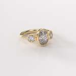 Bezel Set Oval And Round Lab Grown Diamonds Trilogy Ring - 1.5CT White Gold 18CT