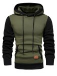 Label Patchwork Contrast Color Men's Hooded Long Sleeve Sweatshirt With A Kangaroo Pocket Casual And Chic Tops For Daily Outerwe