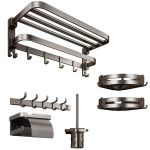 Premium 6-PIECE Gunmetal Bathroom Accessory Set Luxury Organization Kit