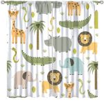 Fblifil Cartoon Watercolor Animal Woodland Curtains For Kids Forest Cartoon Animals Artistic Print Rod Pocket Window Drapes Livi