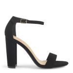 Black Nylon Stack Heels