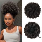 Women's Afro Puff Drawstring Ponytail Synthetic Kinky Curly Bun Hairpiece Basics Style Updo Extensions For African Ethnicities S