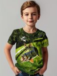 Fierce Fish 3D Print Boy's Leisure Short Sleeve Sports T-Shirt - Comfortable Summer Outdoor Clothing
