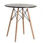 Smte Dining Table With Wooden Legs Black With Keychain