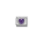 Composable Classic Link Heart-shaped Faceted Purple Stone And Silver