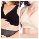 2-PACK Crop Top Nursing Bra B-d Cups - Small 32 1X Black + 1X Fudge
