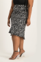 Natalie Satin Midi Skirt - Black Animal Print - XL