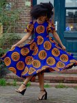 Plus Size Geo Print Crew Neck Dress Elegant Short Sleeve Dress For Spring & Summer Women's Plus Size Clothing