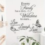 2PCS New Foreign Trade Creative English Slogan Combination Wall Stickers Family And Live Laugh Love Stickers For Living Room/ Bedroom Decorations