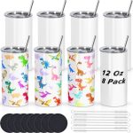 Draheri 12 Oz Sublimation Tumblers Blanks Bulk Sublimation Cups For Kid With Straw And Brush Stainless Steel Double Wall Insulat