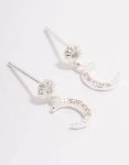 Sterling Silver Cubic Zirconia Drop Stud Earrings