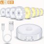 1PC USB Rechargeable Motion Sensor Night Light With 8 Leds Pir Activated Sticky Magnetic Strip For Closet Cabinet Stairs Bedroom - Battery Operated Wireless