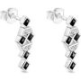 Square Sterling Silver Earrings With Swarovski Crystals Black