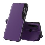 For Xiaomi Redmi Note 8 Side Display Magnetic Shockproof Horizontal Flip Leather Case With Holder Purple