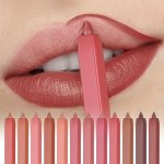 12 Colors Lip Liner Pen Set Long-lasting Waterproof Sweatproof Easy Coloring Non-fading Color Rendering Lip Gloss Set Beauty Mak