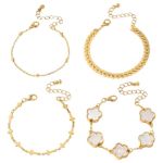 4 Piece Yellow Gold Bracelet Set