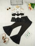 Elegant Tween Girls 2PCS Adorable Bows Halter Camisole + Flared Pants Set Summer Party Gift
