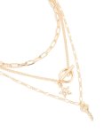 Goldair Gold Chain T Bar & Pendants Layered Necklace